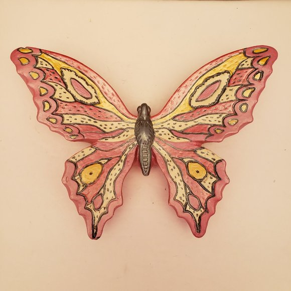 Vintage Chalkware Plaster Butterfly Wall Art - Picture 1 of 6